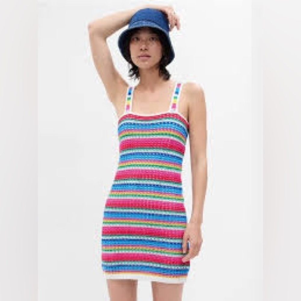 Gap Crochet Multicolour Stripe Mini Dress